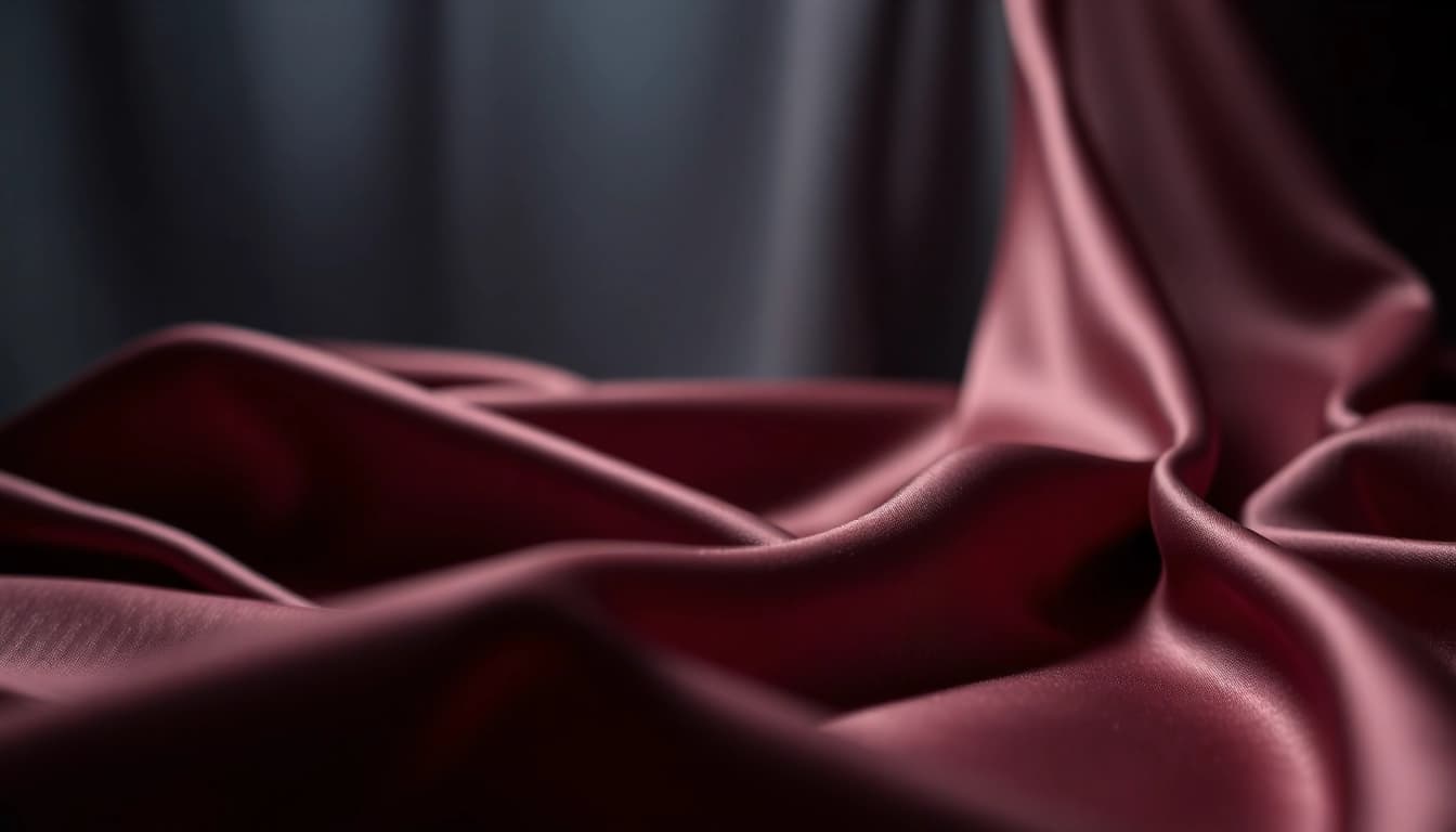 Satijn stof met een luxe glans en gladde textuur in een elegante omgeving.