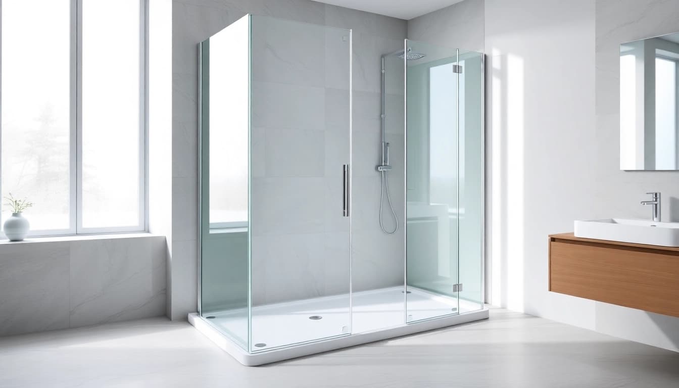 View of shower screens semi frameless in a stylish bathroom highlighting modern design features.