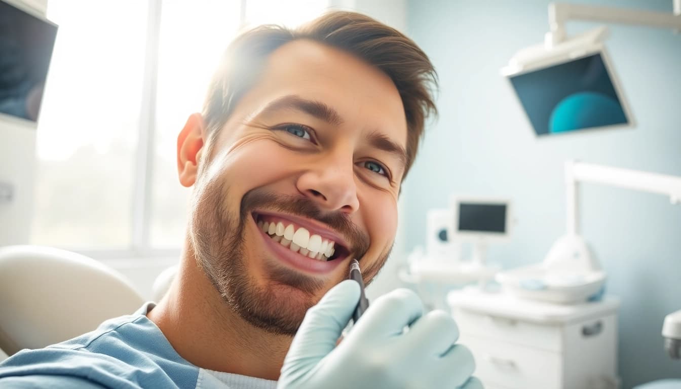 Orthodontist near by me checking a patient's teeth in a modern dental office.
