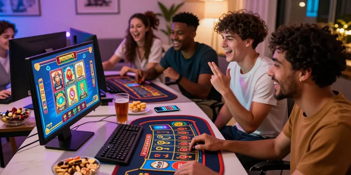 Exciting online gaming scene at https://sii.org.uk/ with friends enjoying credit card casinos together