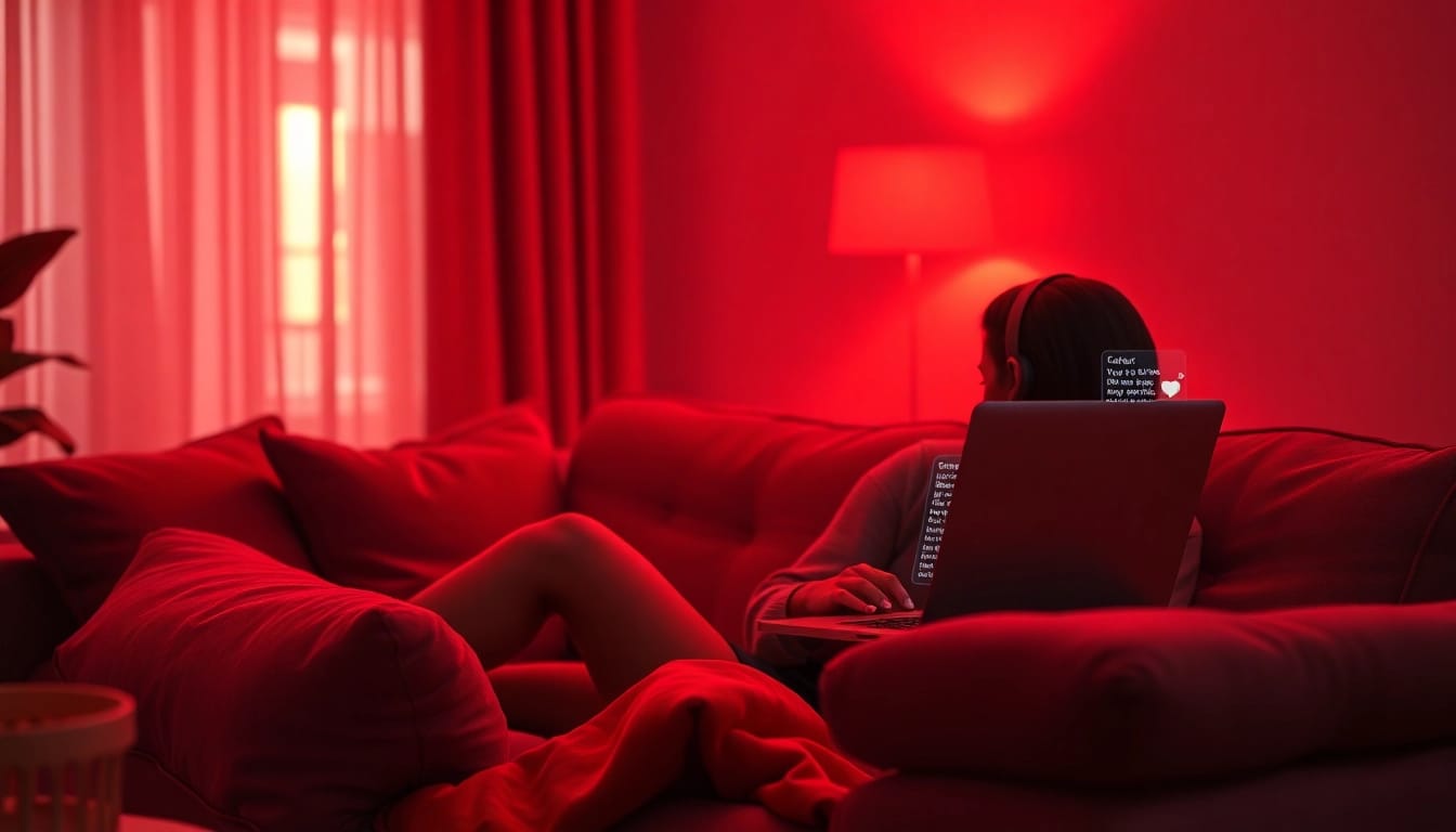 Engaging conversation with an AI chatbot exploring themes of ai chat sex in a cozy environment.