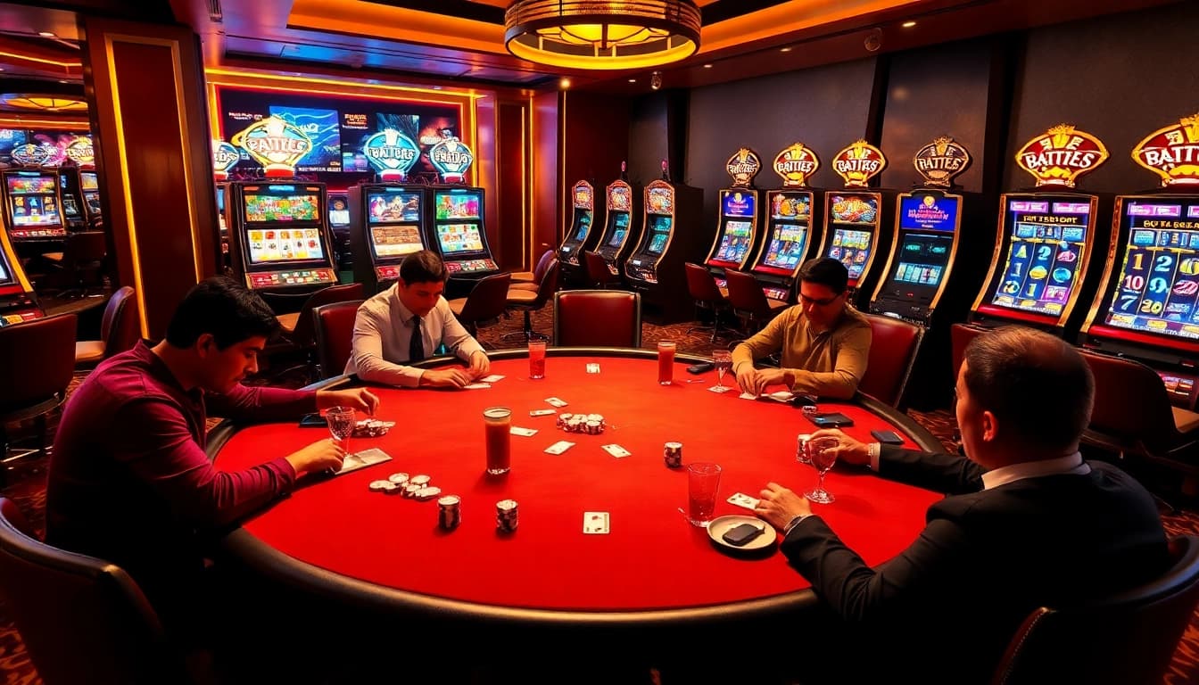 Jeu excitant au meilleure casino en ligne avec des machines à sous vibrantes et des tables de poker.