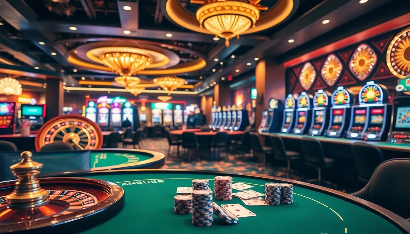 Des joueurs engagés dans un casino luxueux montrant l'attrait du meilleure casino en ligne avec des jeux vibrants.