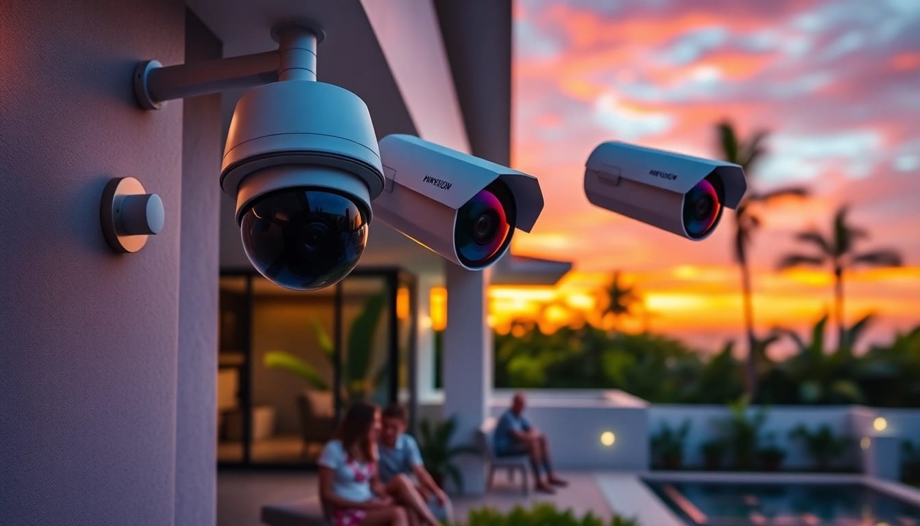 Cámaras de seguridad Hikvision vigilando una casa familiar en Guanacaste.