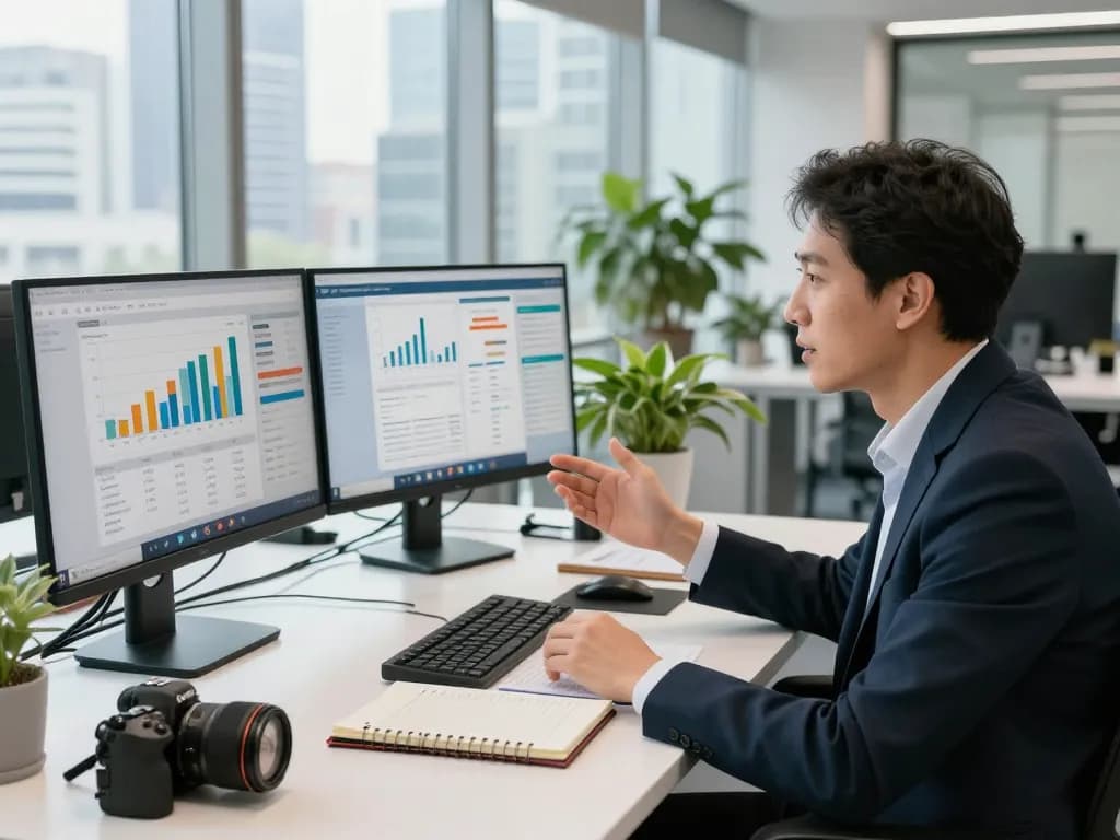Purchase PLR Content through dynamic video meetings in a modern office environment.