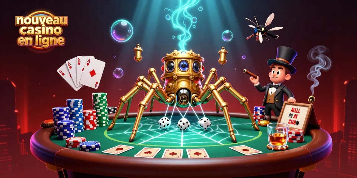 Jouer dans un nouveau casino en ligne avec une araignée steampunk et un gentleman fly.