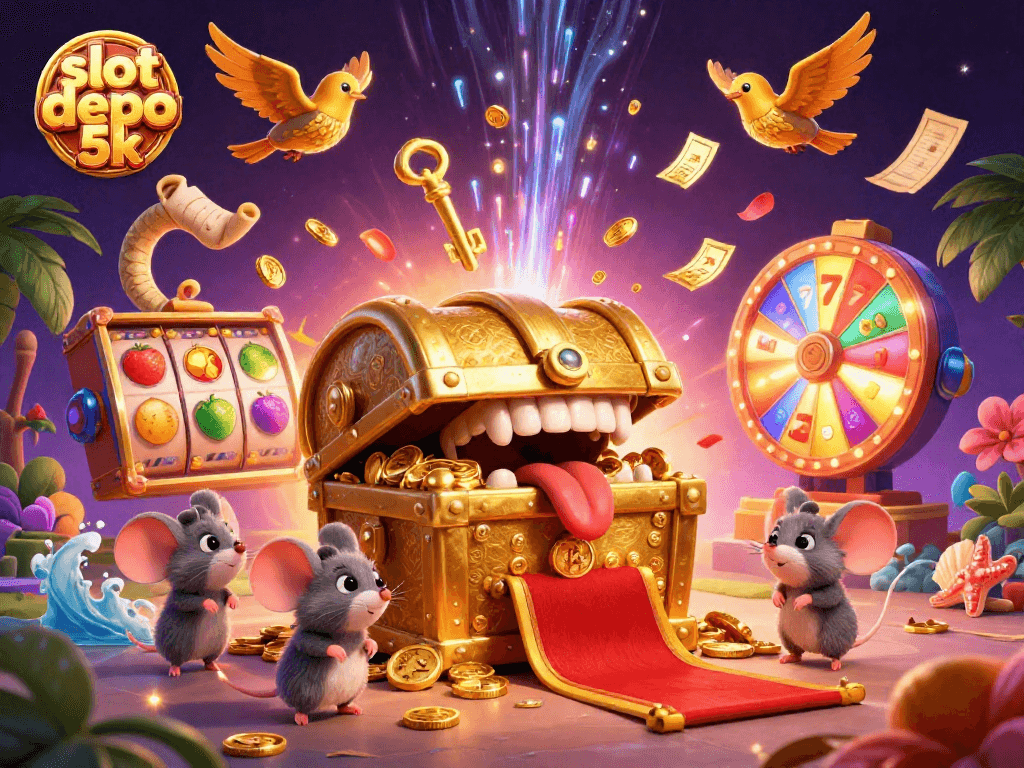 Experience thrilling gameplay at slot depo 5k with colorful slot reels, golden treasures, and adventure.