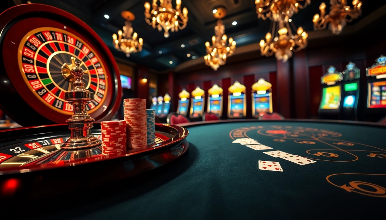 Vivez l'excitation au meilleure casino en ligne avec des jetons de poker étincelants et une roue de roulette.
