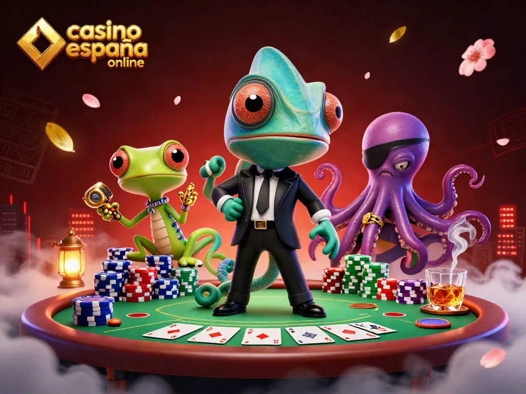 Disfruta de emocionantes juegos en casino españa online con una colorida escena de cartas y fichas.