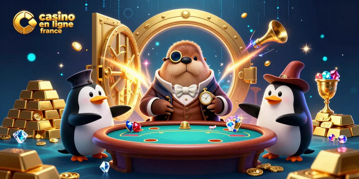 Plongez dans l'univers du casino en ligne en France avec un morse plaisant à une table de poker sous-marine.
