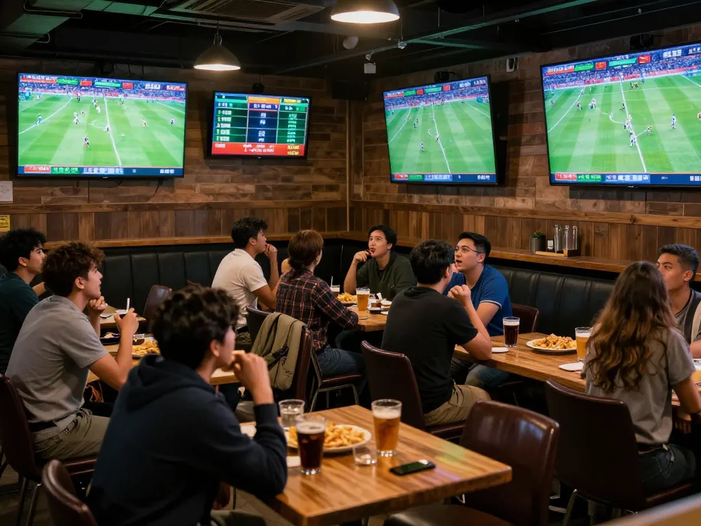 Cakhiatv users engaged in sports betting discussion during a live match, showcasing excitement and camaraderie