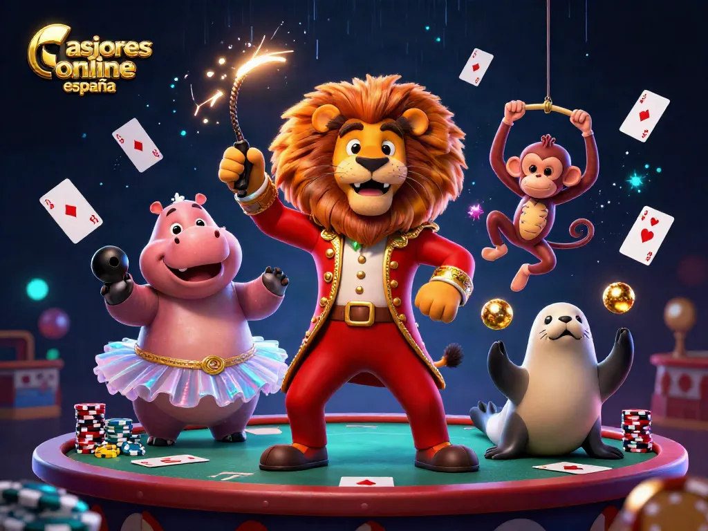 Jugando en los mejores casinos online España con una escena vibrante de póker y personajes animados.