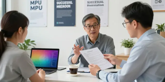 Traffic psychologist consulting on mpu beratung hannover, client engaged at desk with strategies and notes.