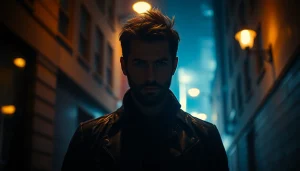 Engage with gripping narratives and thrilling plots like Reacher in this dramatic urban scene.