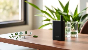 Genießen Sie die vozol mit elegantem Design und natürlichen Elementen im Hintergrund.