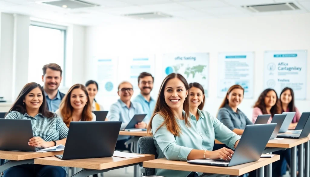 Enhance your skills with Office manager training in a modern classroom.