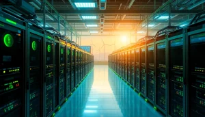 Experience the best cloud mining with AI-powered renewable energy solutions in a modern mining farm.