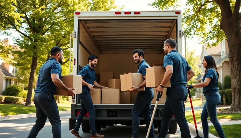 Best movers in Vancouver efficiently loading boxes into a moving truck in a bright, suburban setting.