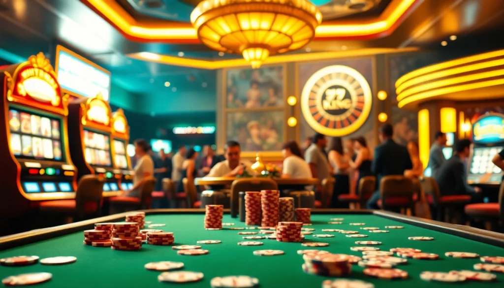 A thrilling poker scene showcases 79 king-themed chips amidst an exciting casino atmosphere.