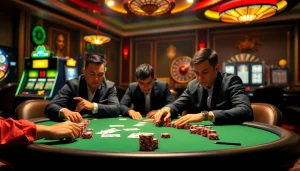 Experience thrilling gameplay with s88 bet, featuring an intense poker game and vibrant casino elements.