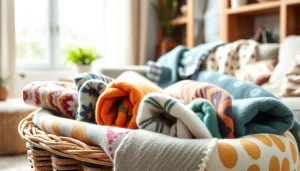 Geniet van verschillende fleece prints in een gezellige woonkamer, perfect voor decoratie.