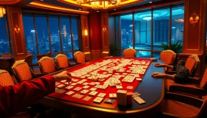 Engage in link mahjong gameplay surrounded by a luxurious casino environment and polished tiles.