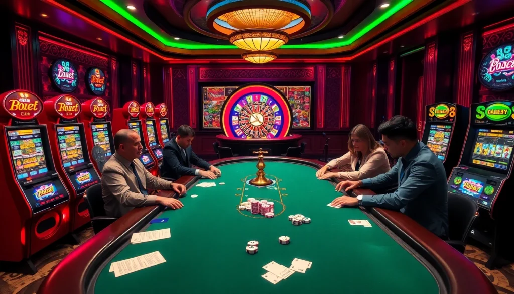 Experience thrilling gameplay at the b52 club with poker tables and vibrant casino elements.