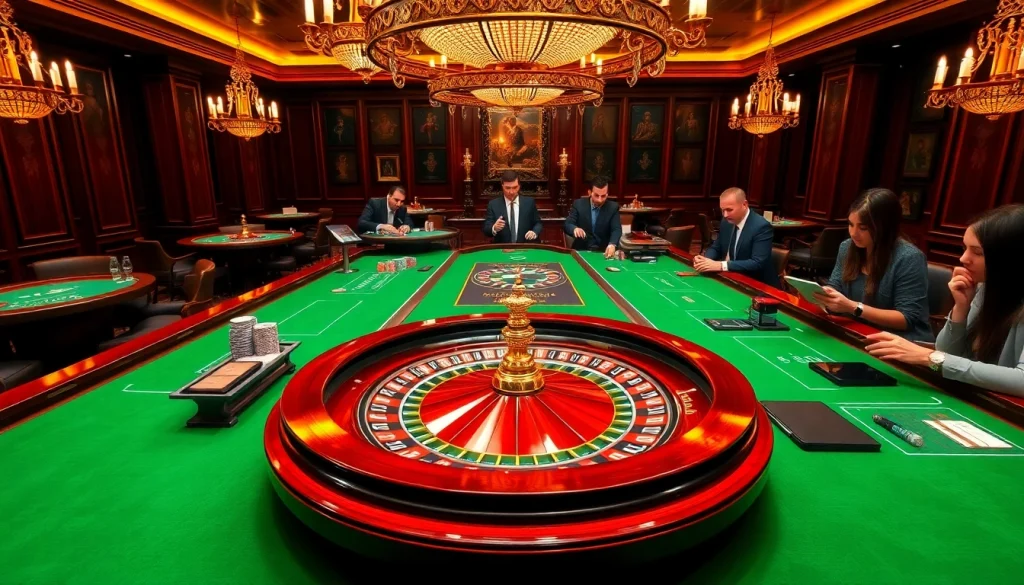 Thrilling gameplay at thabet casino with professional dealers and excited players.