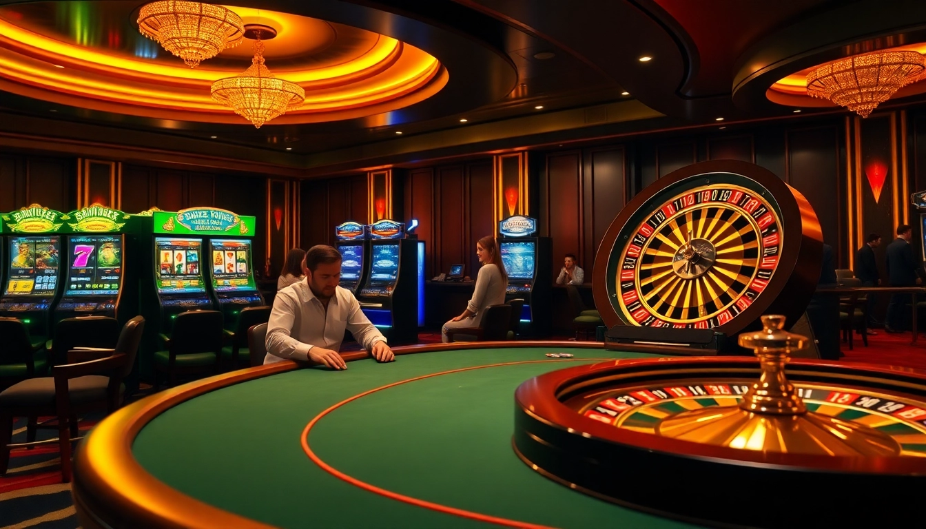 Joueurs à une table de poker dans un casino dynamique, mettant en avant l'action et l'atmosphère du meilleure casino en ligne.
