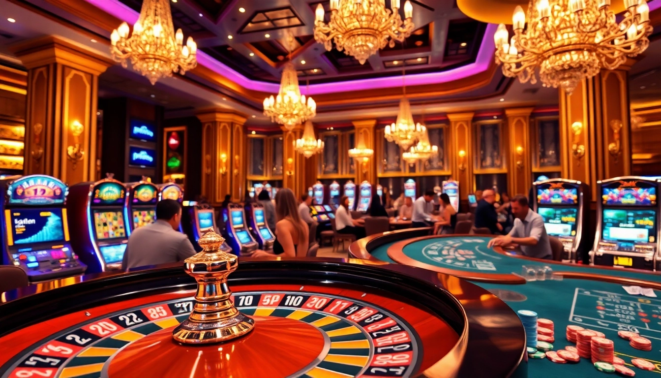 Découvrez le frisson de meilleure casino en ligne avec des joueurs s'engageant à des tables vibrantes et faisant tourner des roues de la roulette.