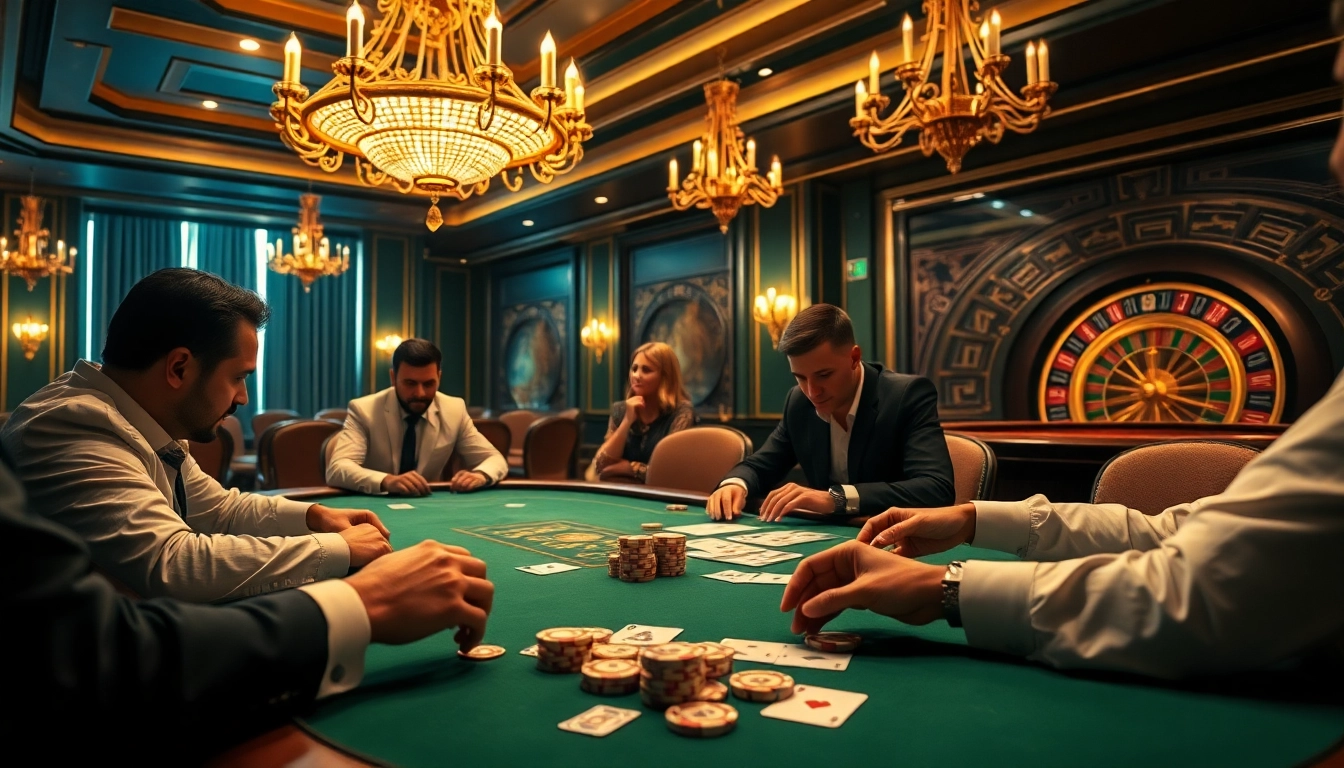 Expérimentez le frisson de meilleure casino en ligne à une table de poker luxueuse remplie de joueurs professionnels.