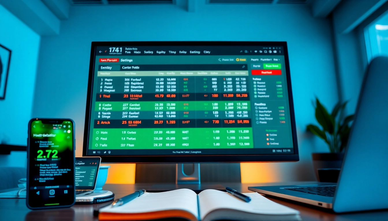 Live football betting odds interface showcasing tỷ lệ kèo in a professional setting.
