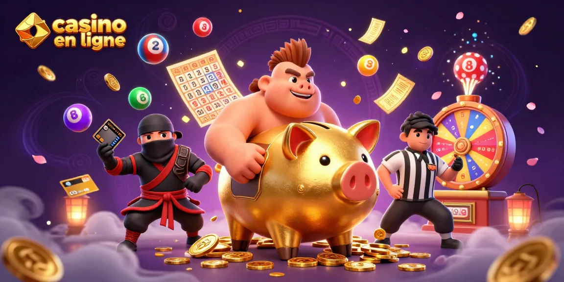 Jouez à des jeux excitants sur casino en ligne avec un sumo et un ninja en action.
