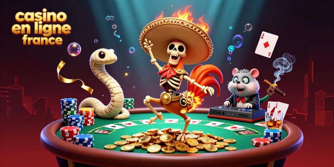 Découvrez notre illustration animée avec des personnages de casino en ligne France, jouant et dansant au milieu de la fortune.