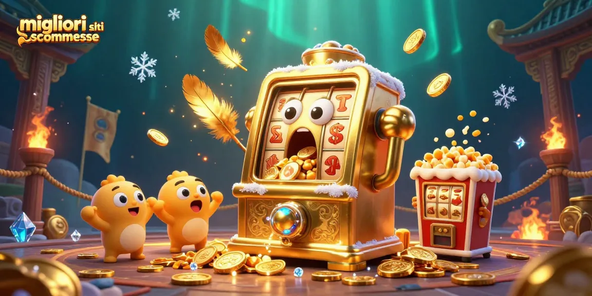 I migliori siti scommesse presentano un'emozionante slot machine che sbadiglia monetine mentre festeggiano slot più piccole.