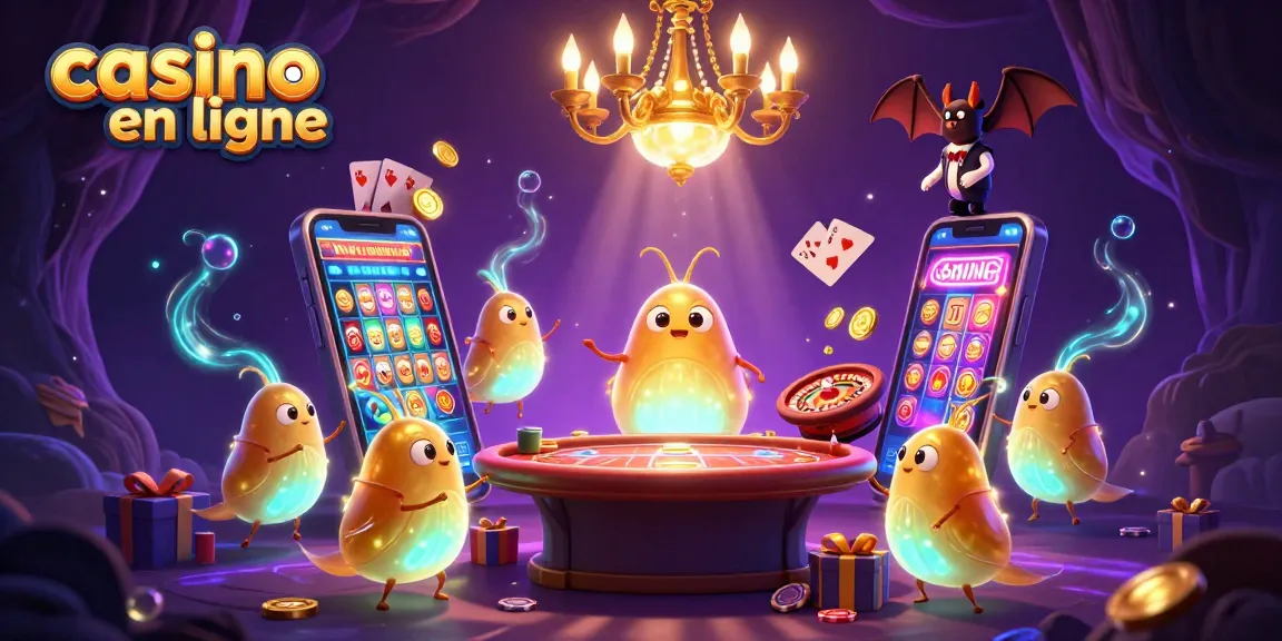 Jouer dans un casino en ligne avec des lucioles et un croupier chauve-souris dans une ambiance lumineuse.