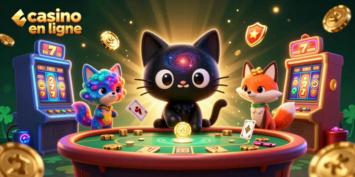 Jouez au casino en ligne avec des machines à sous et des cagnottes, entourés de décorations festives.