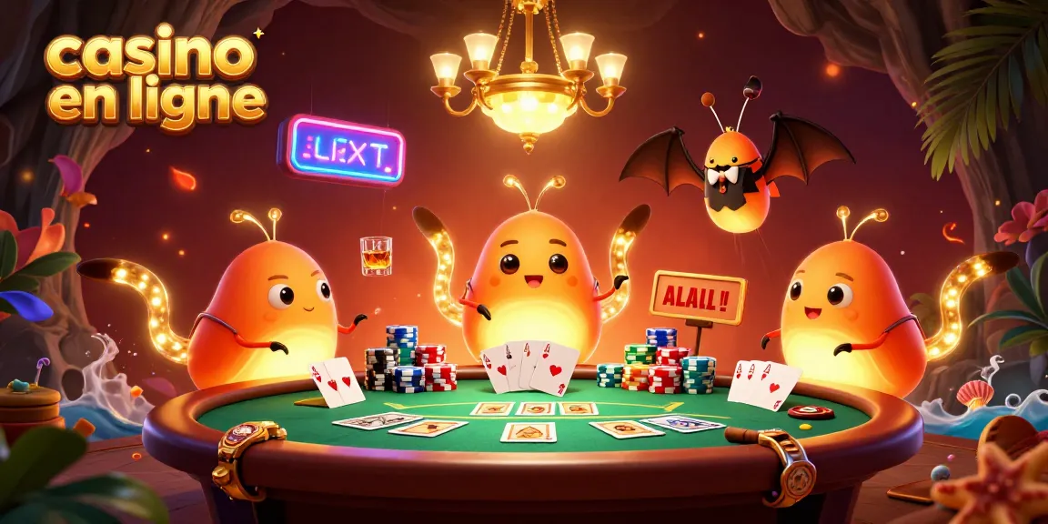 Jouez au casino en ligne avec des vers luisants qui illuminent la scène de jeux de cartes.