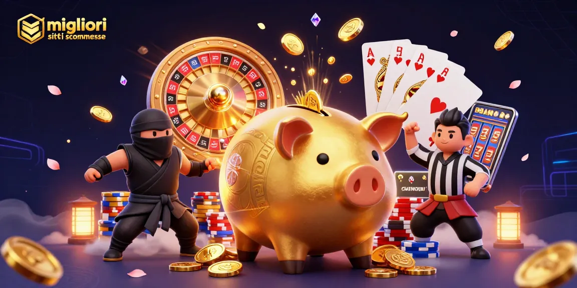 Scopri i migliori siti scommesse con la nostra illustrazione di un combattimento tra un sovrano e un ninja della finanza.