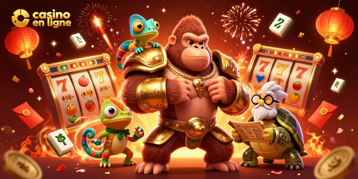 Découvrez des jeux de casino en ligne captivants dans une scène festive dynamique.
