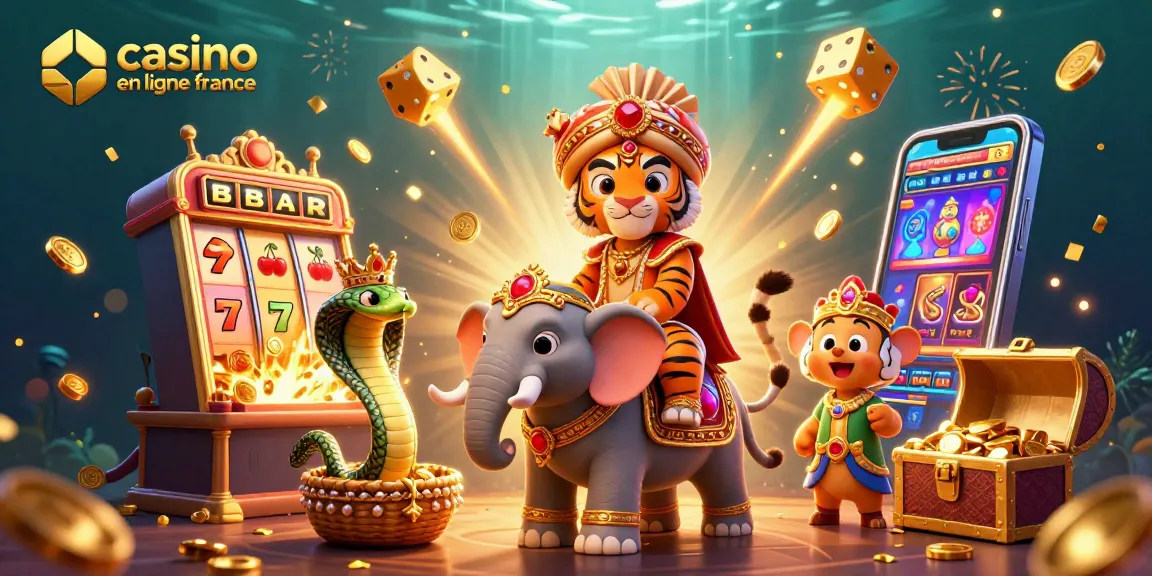Profitez de l’expérience d'un casino en ligne France avec un tigre maharaja et un éléphant en pleine action.