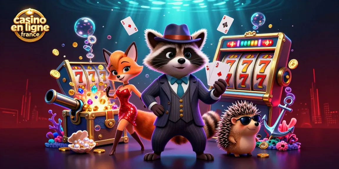 Jouez sur un casino en ligne France avec une illustration captivante d'un renard et un raton laveur en jeu.
