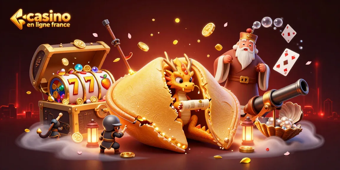 Illustration fascinante de casino en ligne France avec dragon sage et éléments de jeu