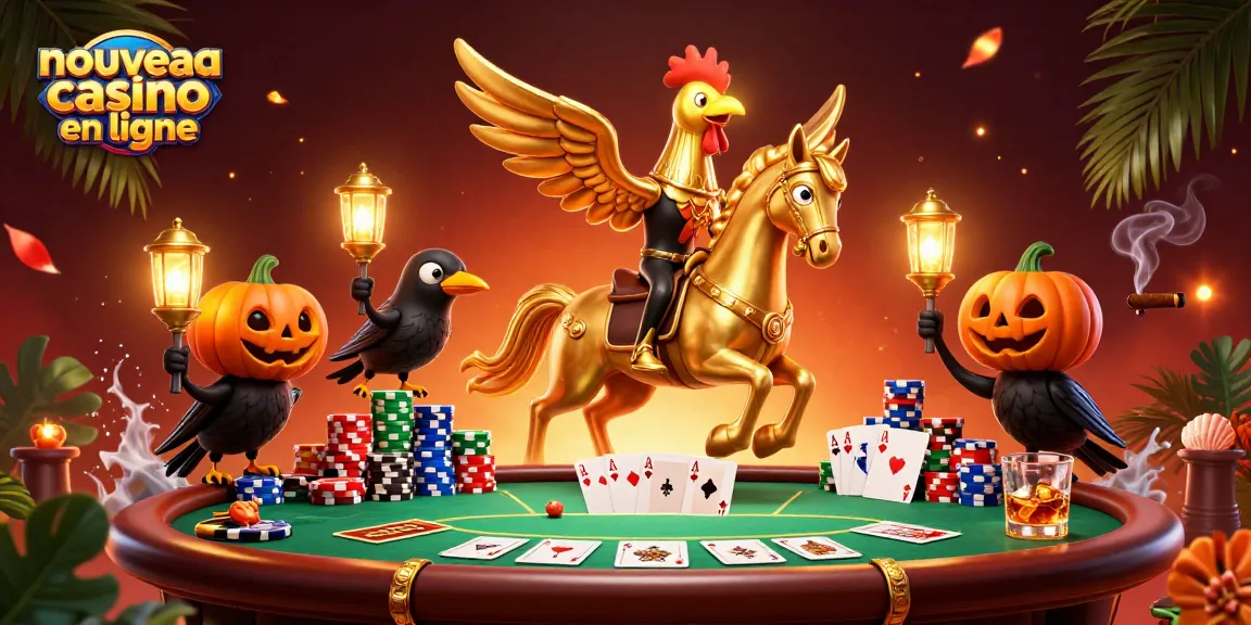 Venez découvrir le nouveau casino en ligne avec un coq doré à travers une illustration animée captivante.
