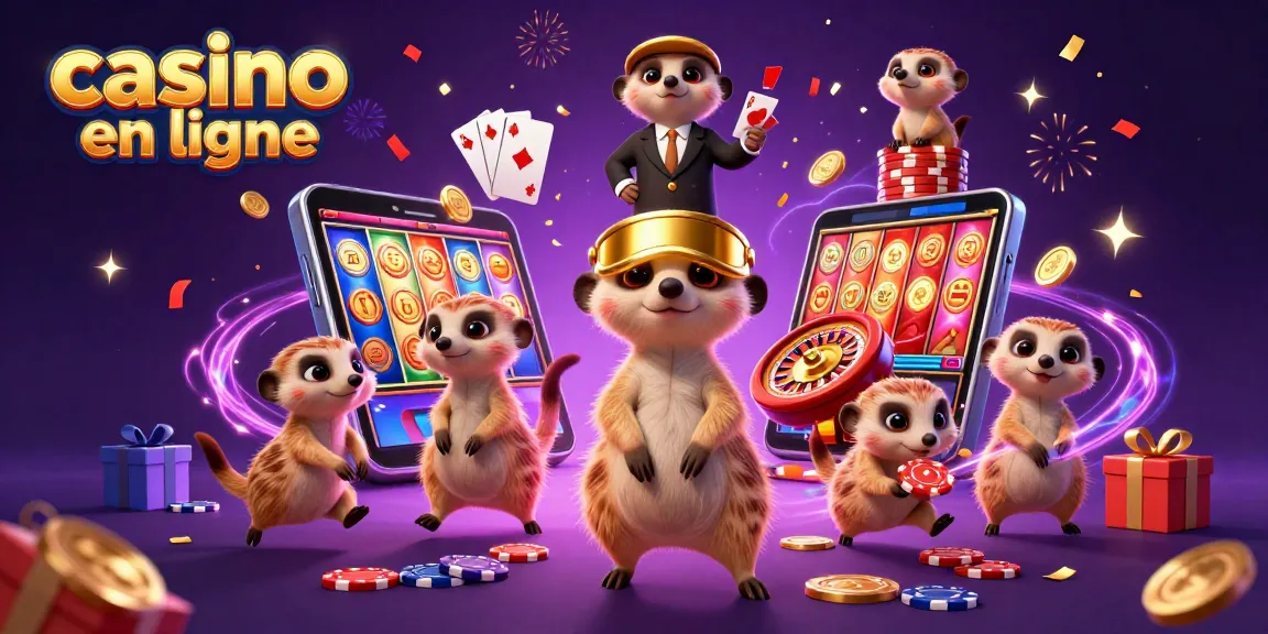 Faites des gains excitants dans un casino en ligne avec des suricates animés gérant des jeux.