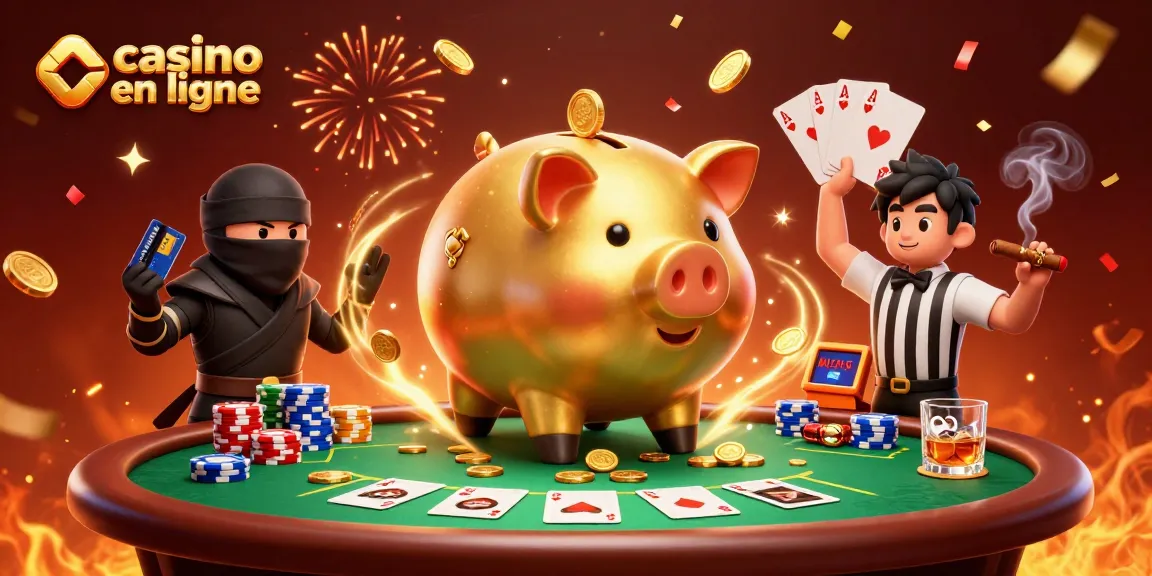 Gagnez aux machines à sous et jeux de table dans un casino en ligne avec des personnages animés.