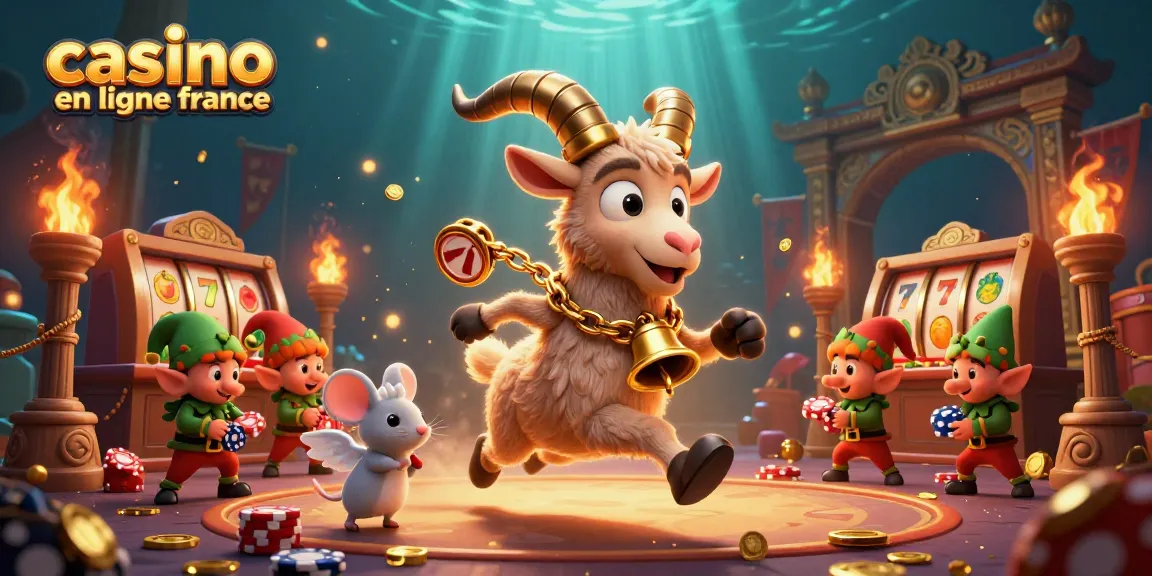 Casino en ligne France : illustration festive avec un Krampus et des elfes au casino.