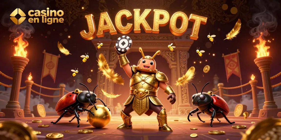 Le jackpot ensoleillé s'éclaire dans un casino en ligne avec un scarabée guerrier et un compagnon