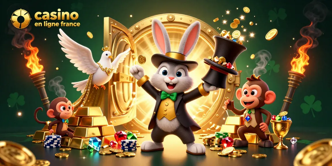 Plonger dans l'univers du casino en ligne France avec des pièces d'or et des personnages captivants.