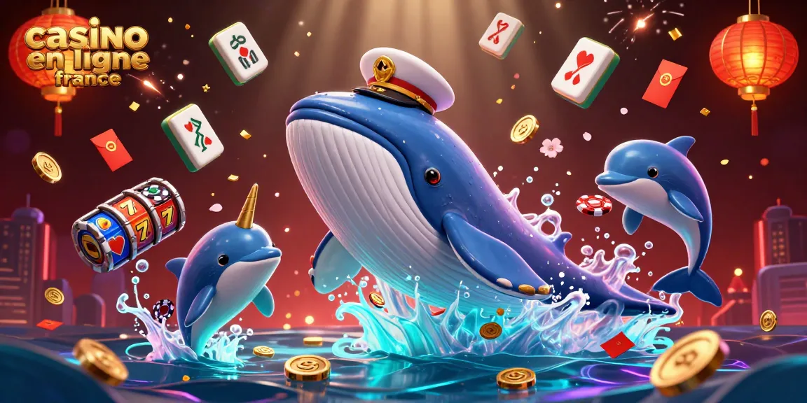 Illustration captivante d'une baleine géante en marine animée sur un site de casino en ligne France